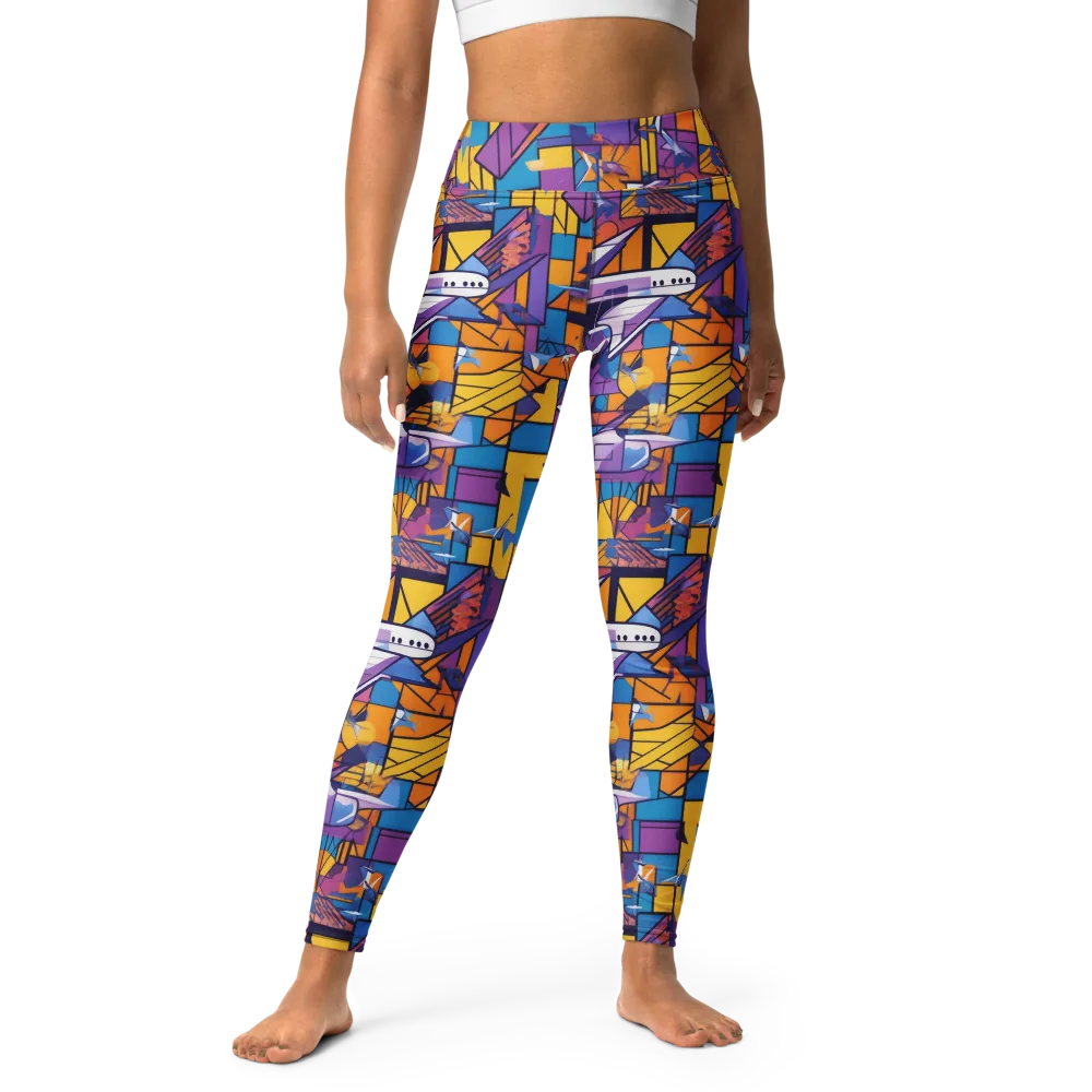 Jetstream Mosaic on Yoga Leggings — Front