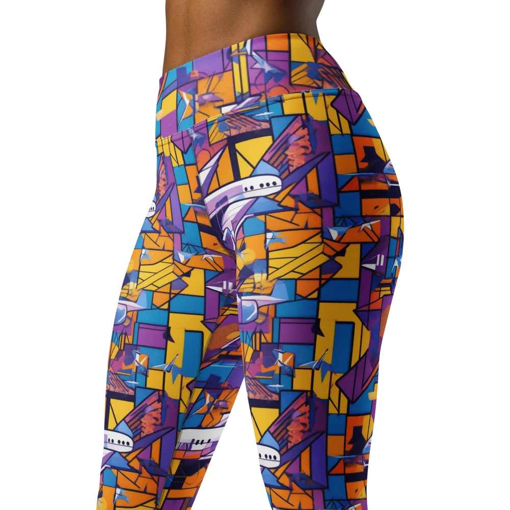 Jetstream Mosaic on Yoga Leggings — Left Front