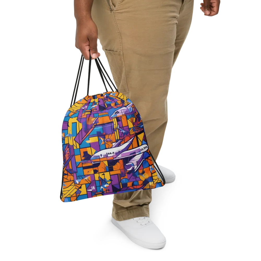 Jetstream Mosaic on Drawstring Bag — Front
