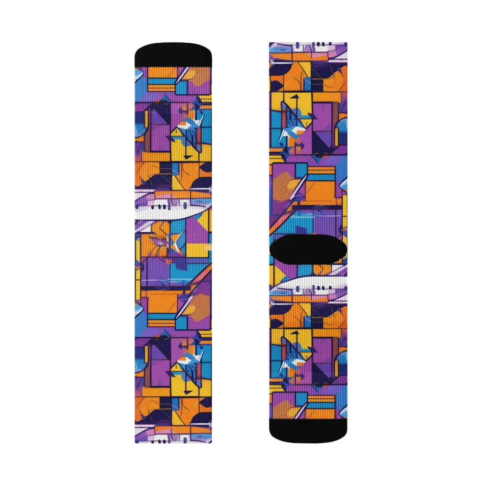 Jetstream Mosaic on Socks — Left Sock