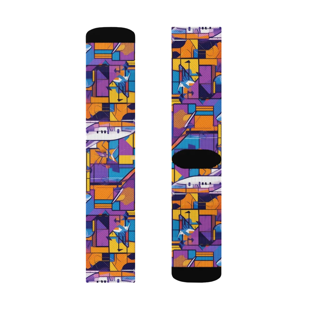 Jetstream Mosaic on Socks — Right Sock