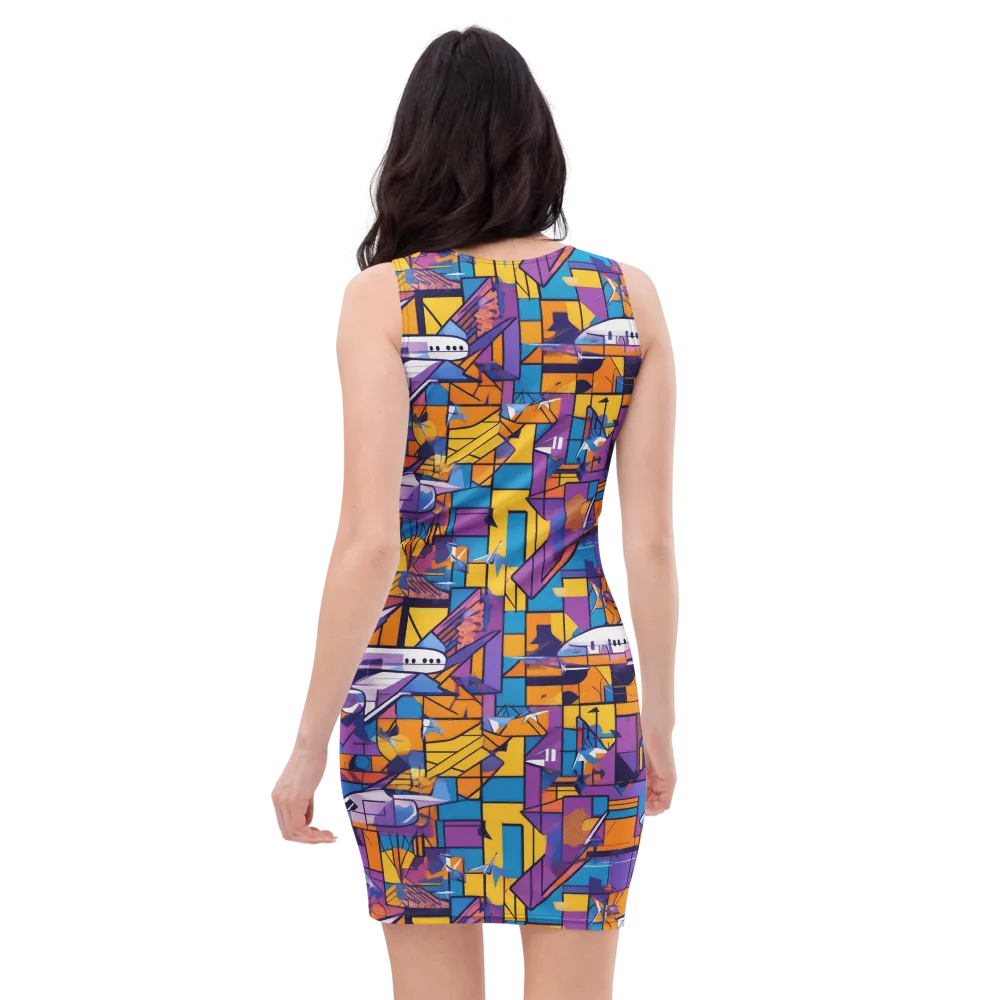 Jetstream Mosaic on Bodycon Dress — Back