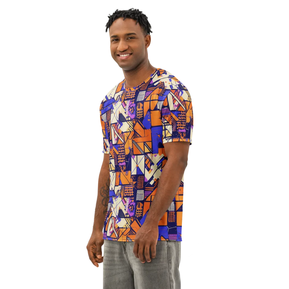Electric Parcel on Men's Cotton Crew Neck T-Shirt — Left Front