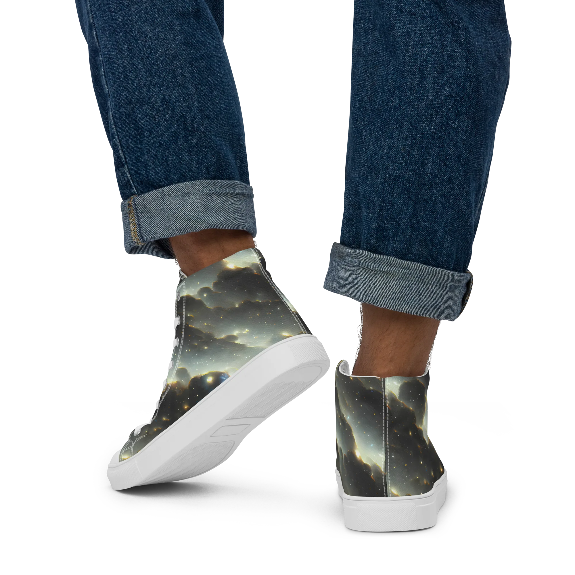 Rutkowski Nebula on Men's High Top Canvas Shoes — Back