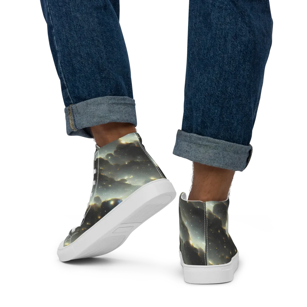 Rutkowski Nebula on Men's High Top Canvas Shoes — Back