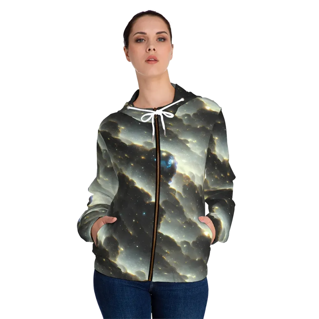 Rutkowski Nebula on Women's Full-Zip Hoodie — Front On Person