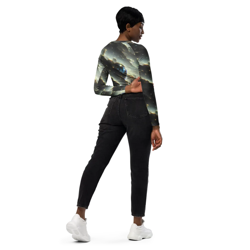 Rutkowski Nebula on Long Sleeve Crop Top — Right Back