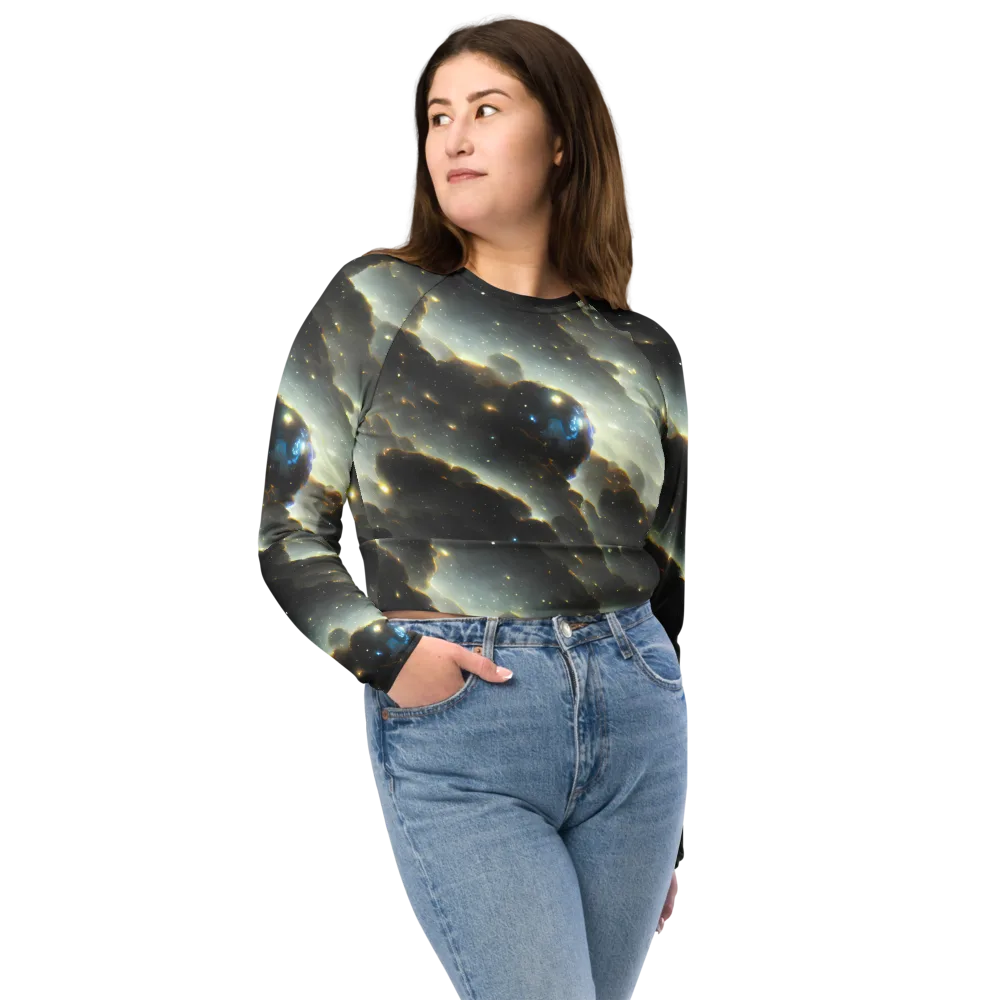 Rutkowski Nebula on Long Sleeve Crop Top — Front