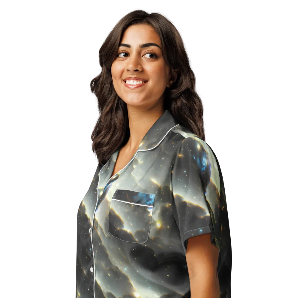 Rutkowski Nebula on Women's Short Sleeve Pajama Top — Left Front