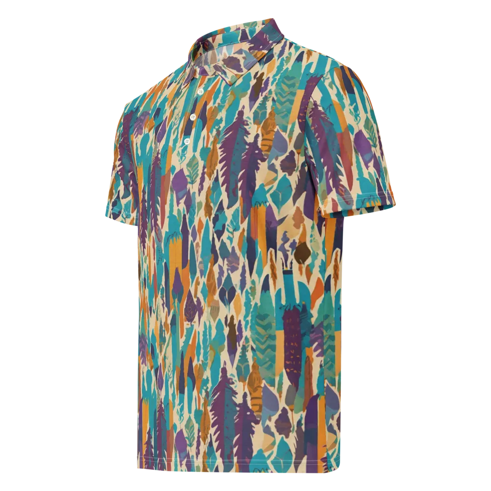 Turquoise Thicket on Men's Slim Fit Polo Shirt — Left Front