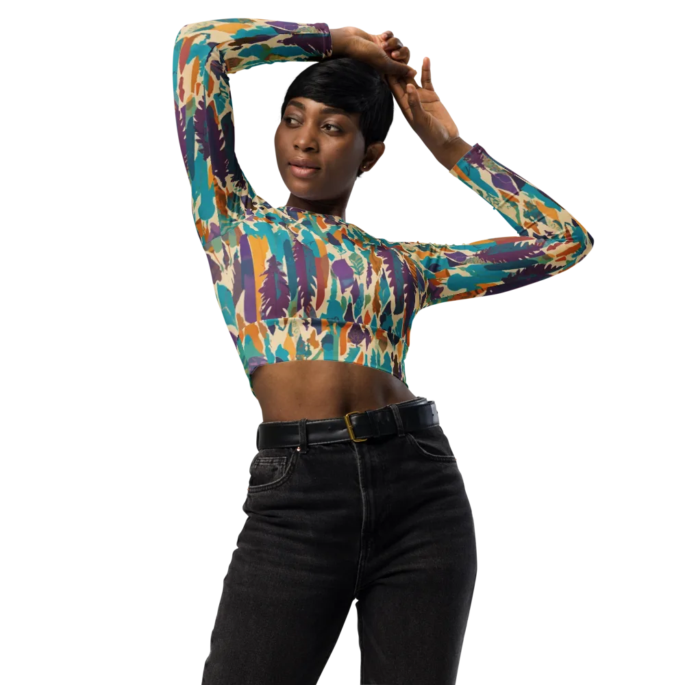 Turquoise Thicket on Long Sleeve Crop Top — Front