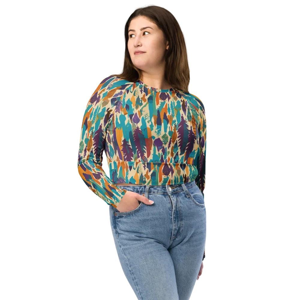 Turquoise Thicket on Long Sleeve Crop Top — Front