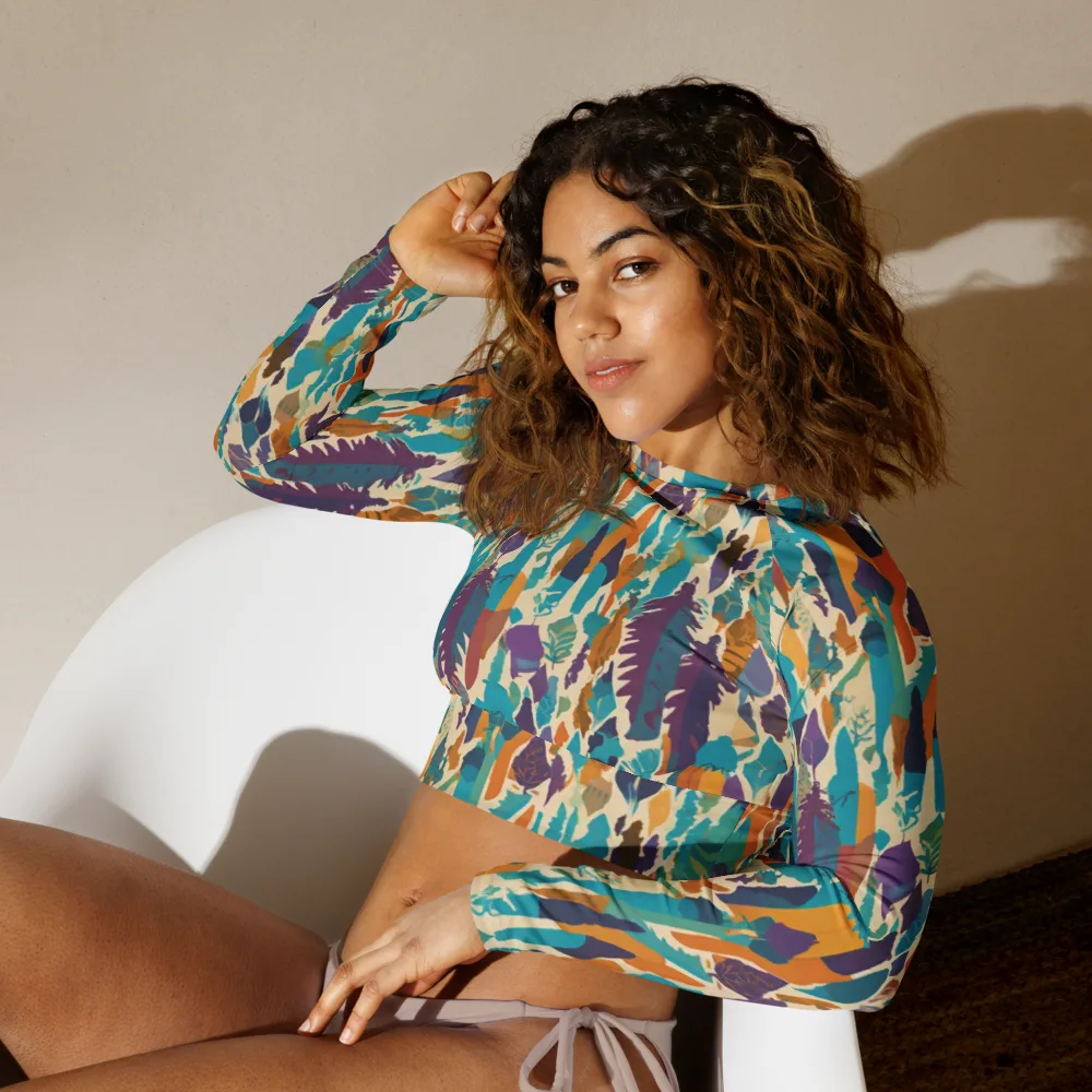 Turquoise Thicket on Long Sleeve Crop Top — Left Front