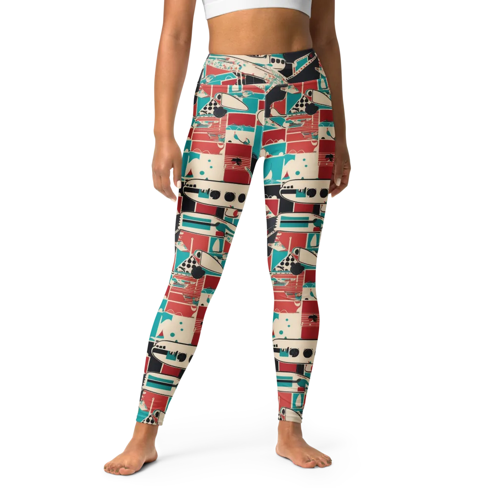 Jet Set Geometry on Yoga Leggings — Front