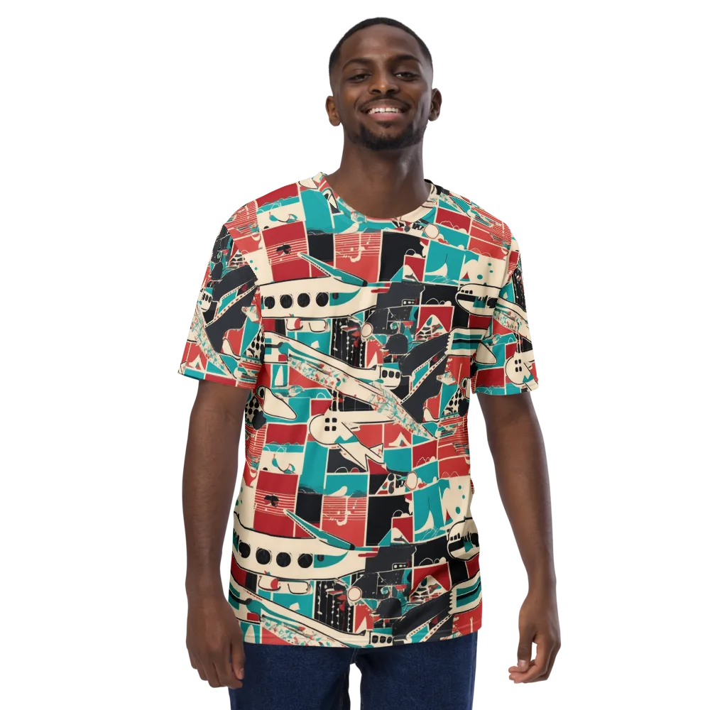 Jet Set Geometry on Men's Crew Neck T-Shirt — Front