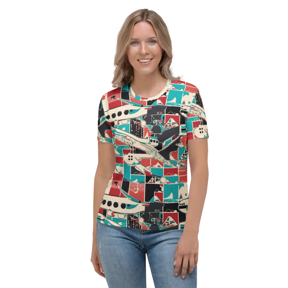 Jet Set Geometry on Women's Crew Neck T-Shirt — Front
