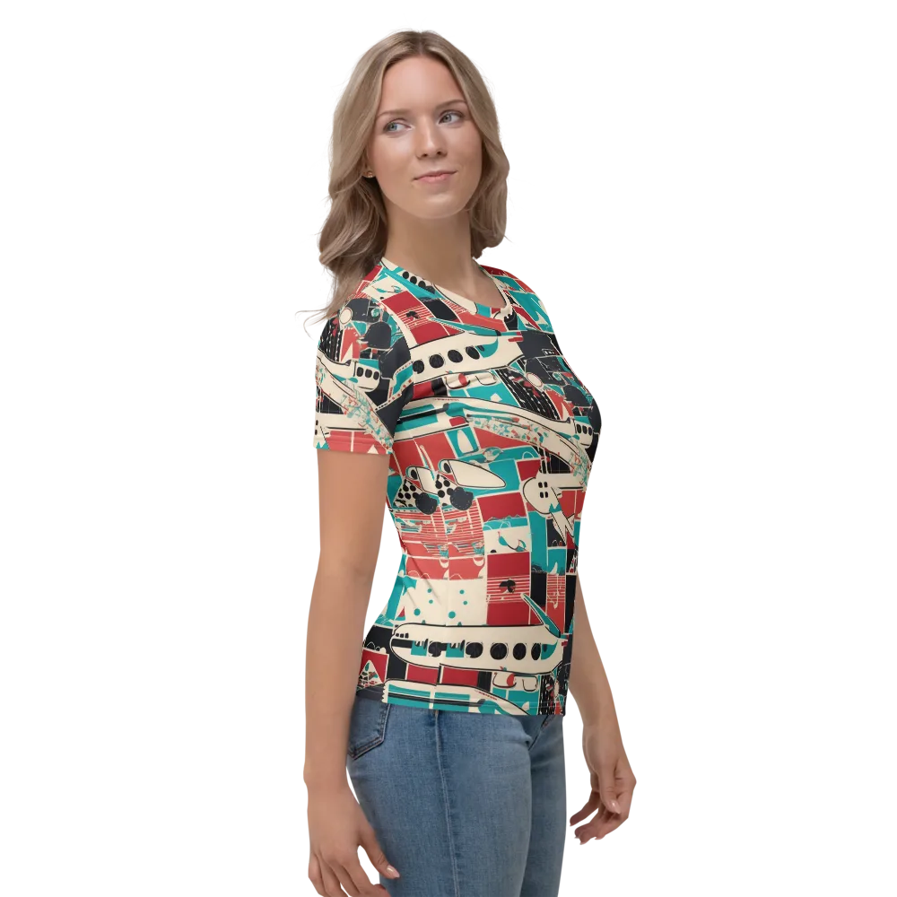 Jet Set Geometry on Women's Crew Neck T-Shirt — Right