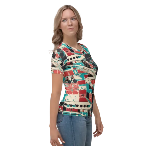 Jet Set Geometry on a Women's Crew Neck T-Shirt