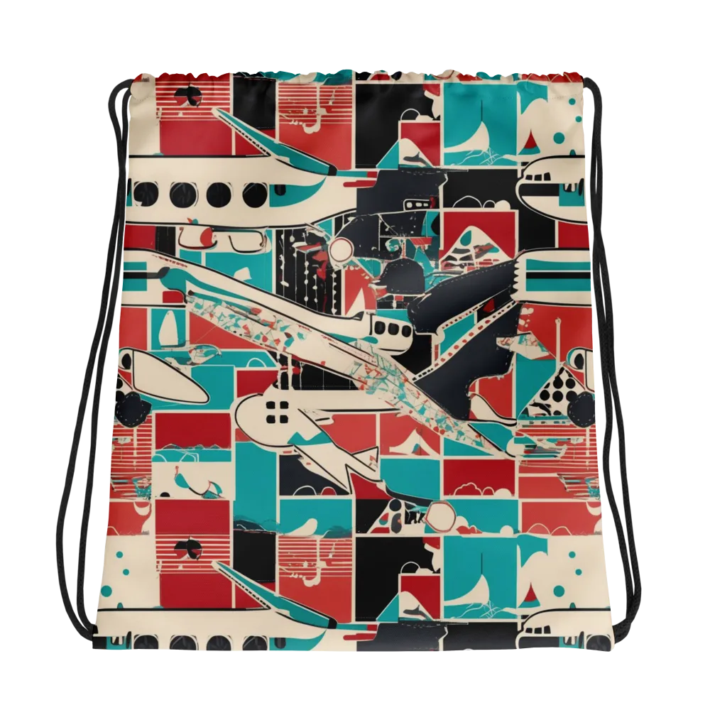 Jet Set Geometry on Drawstring Bag — Photo