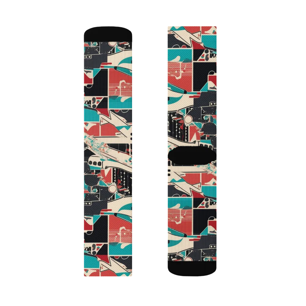 Jet Set Geometry on Socks — Left Sock