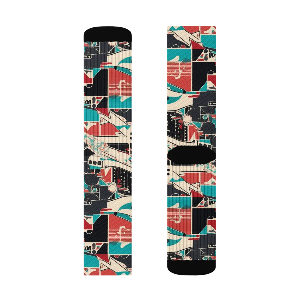 Jet Set Geometry on Socks — Right Sock