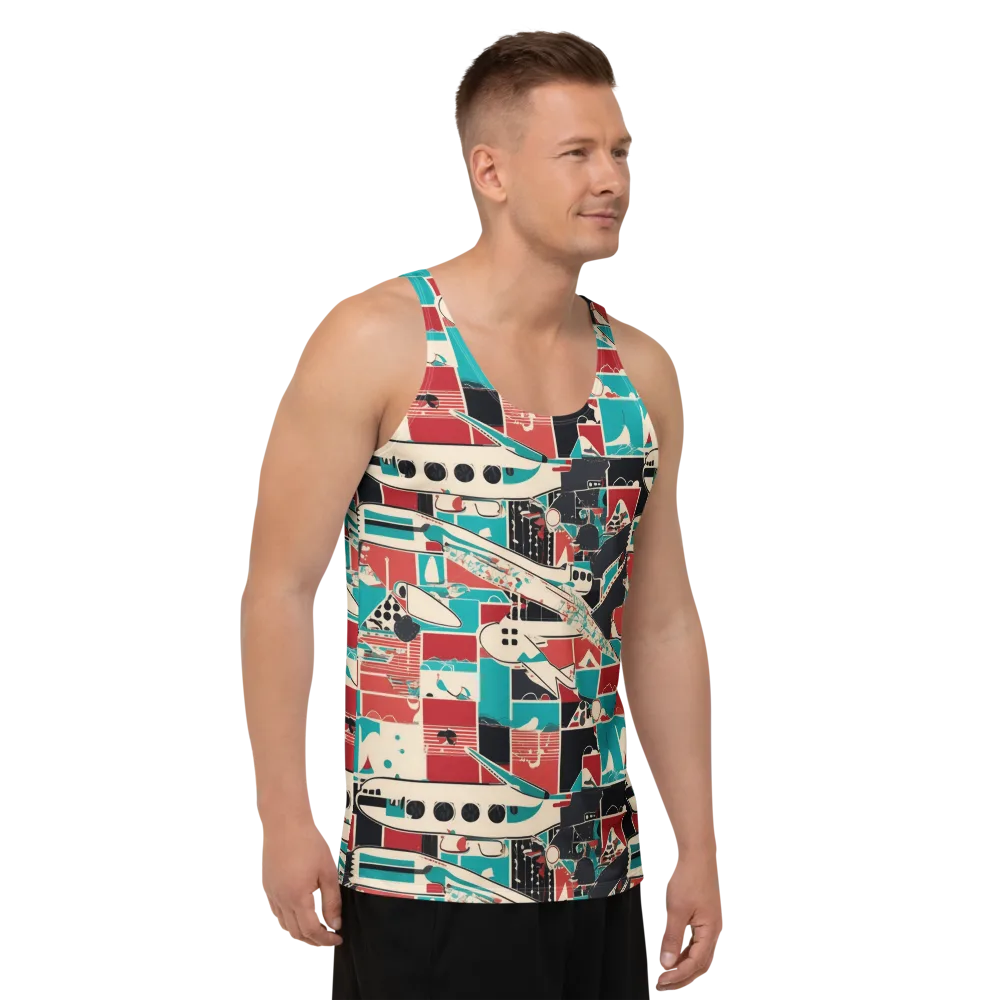 Jet Set Geometry on Men's Tank Top — Right Front