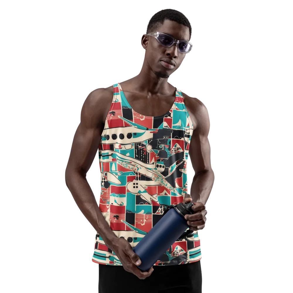 Jet Set Geometry on Men's Tank Top — Front
