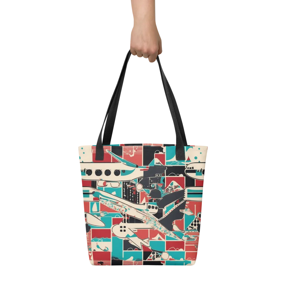 Jet Set Geometry on Tote Bag — Front