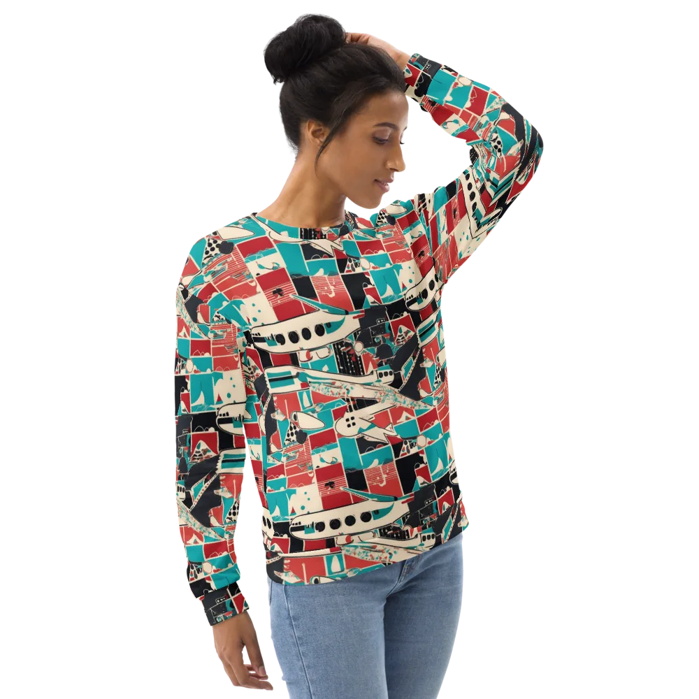 Jet Set Geometry on Sweatshirt — Right Front