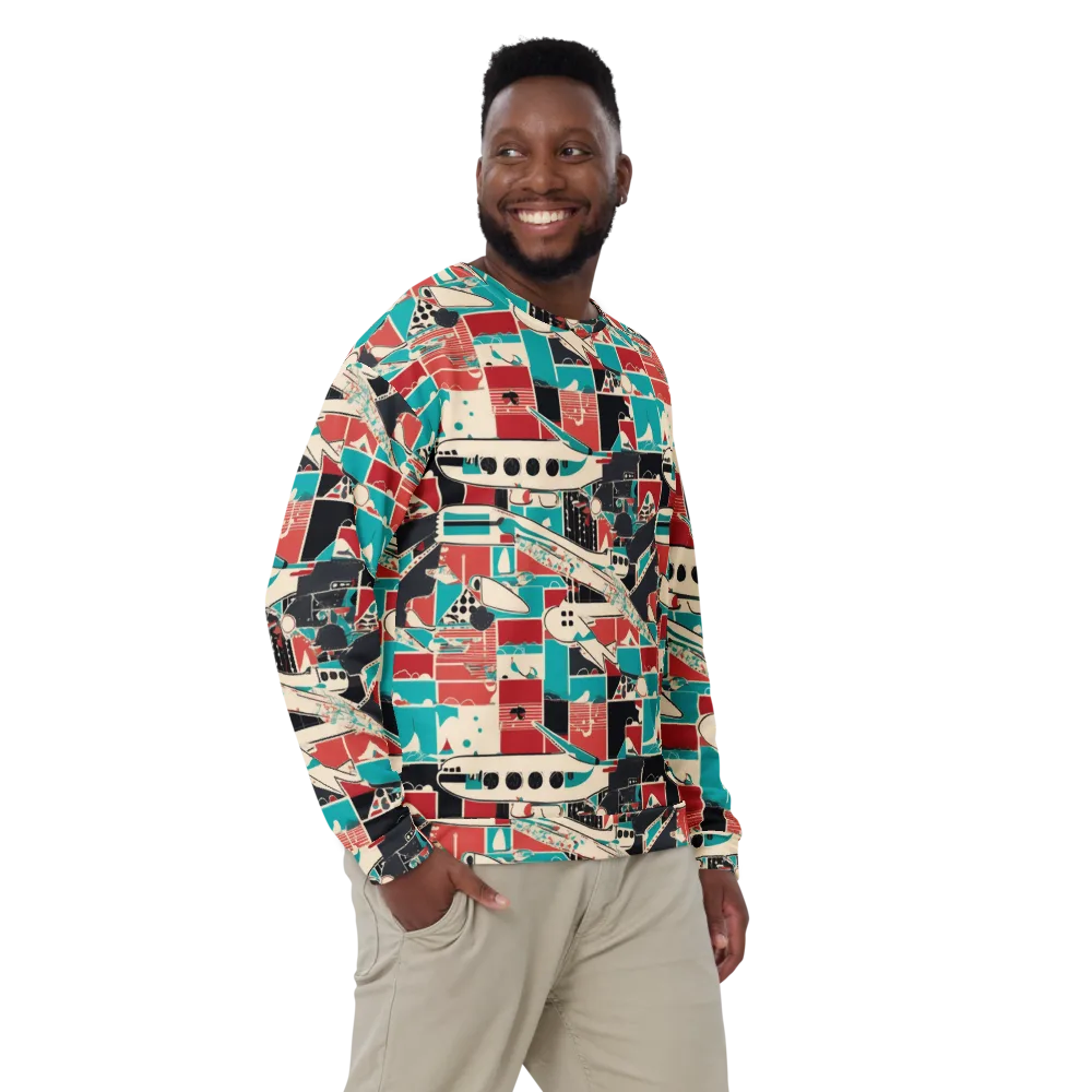 Jet Set Geometry on Sweatshirt — Front