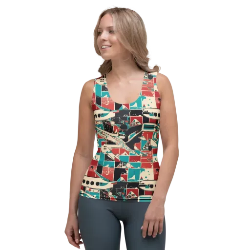Jet Set Geometry on a Women's Tank Top