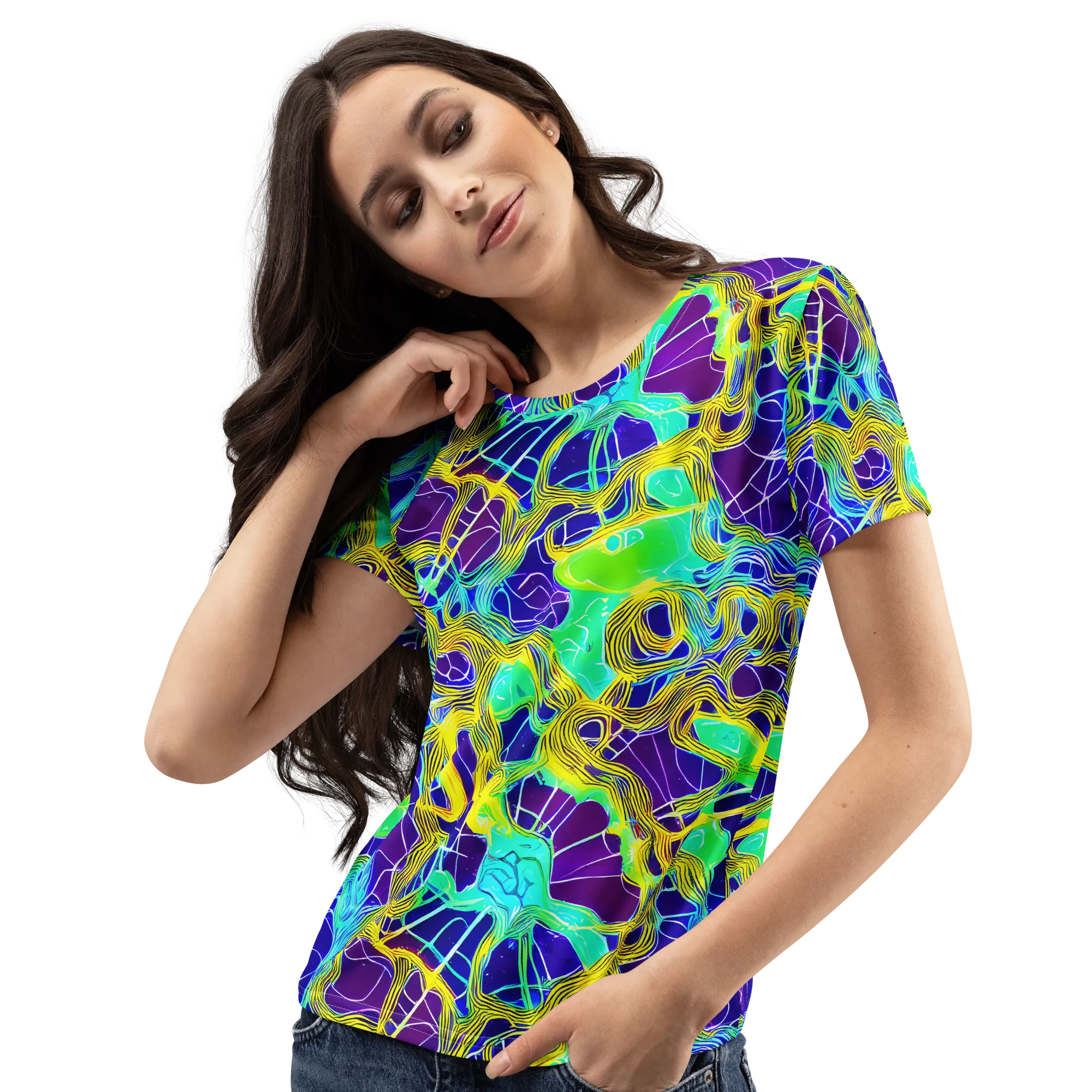 Caroline Gotch on Women's Crew Neck T-Shirt — Left Front