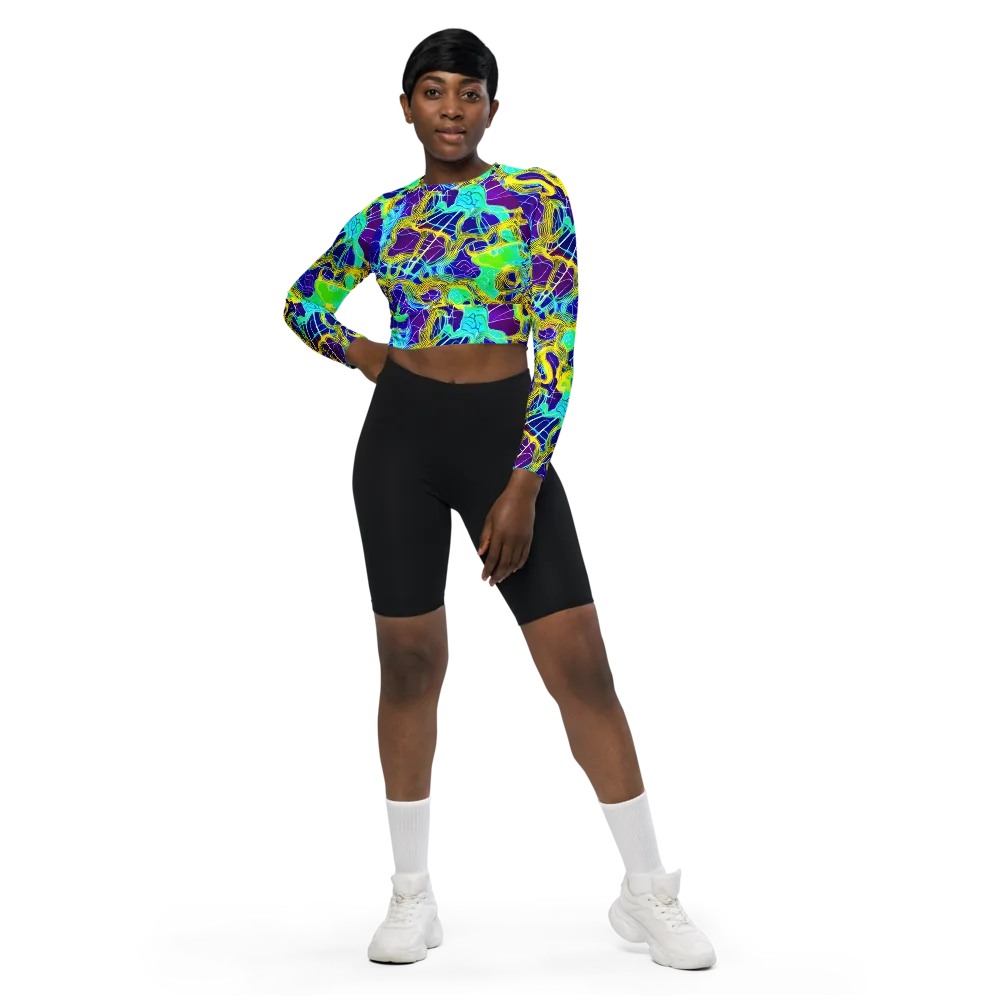 Caroline Gotch on Long Sleeve Crop Top — Front