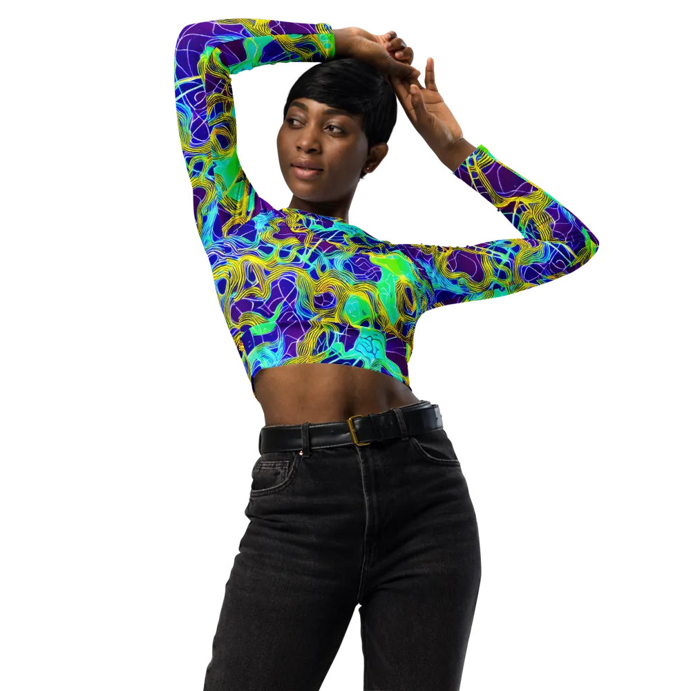 Caroline Gotch on Long Sleeve Crop Top — Front