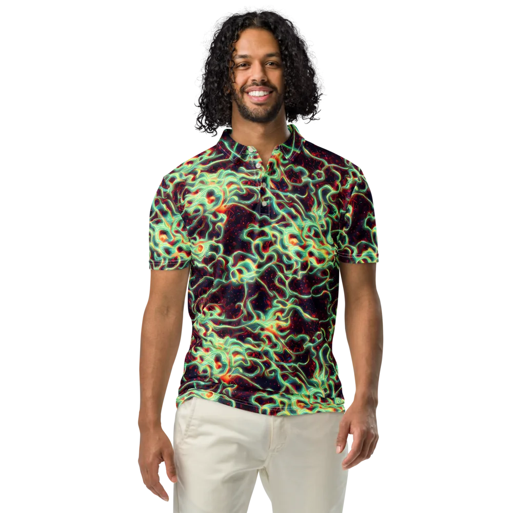 Chimeric Currents on Men's Slim Fit Polo Shirt — Front