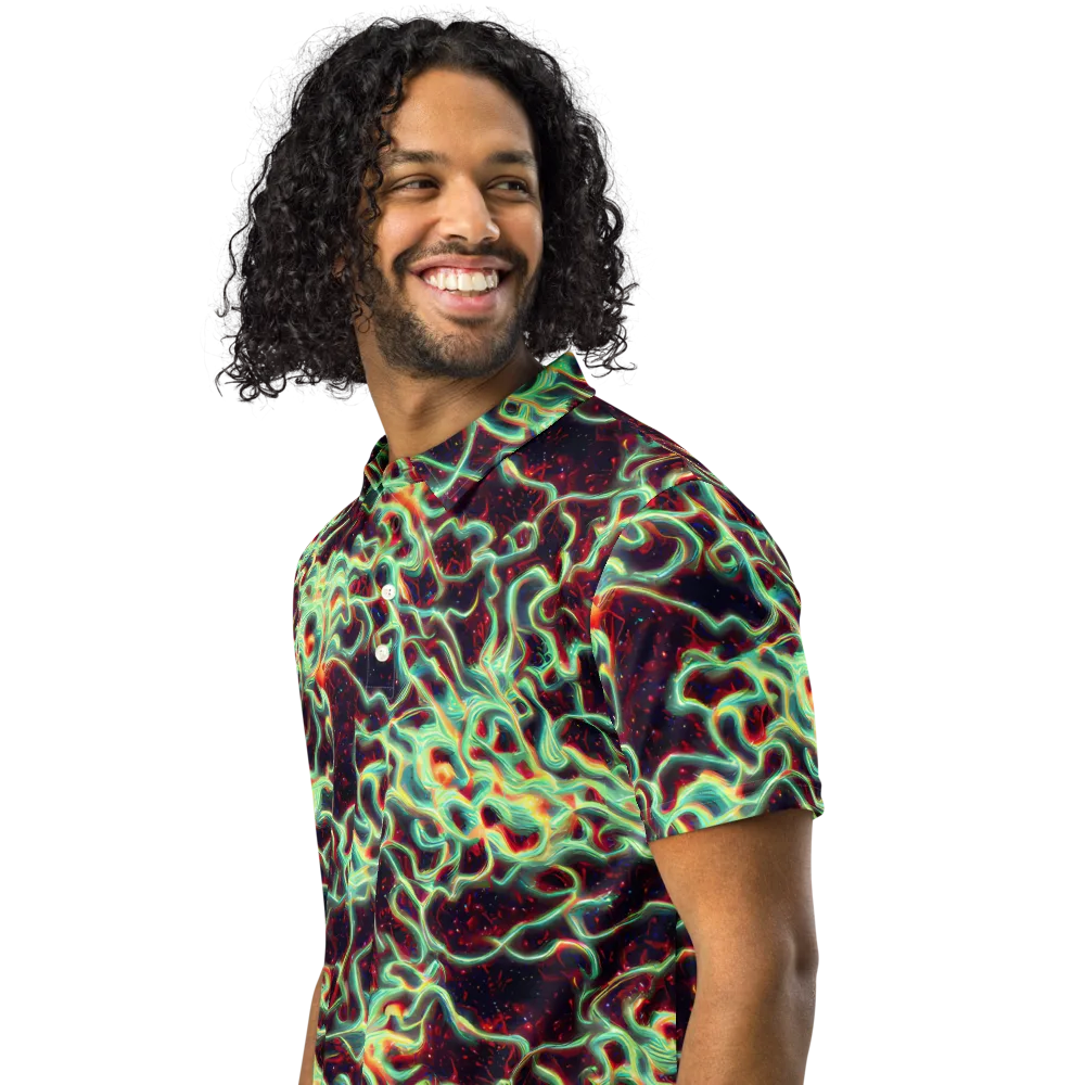 Chimeric Currents on Men's Slim Fit Polo Shirt — Left Front