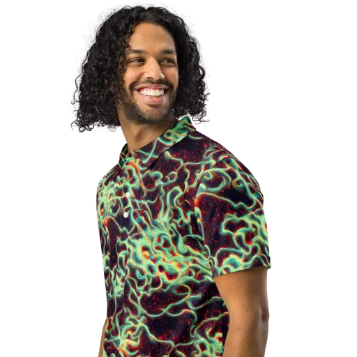 Chimeric Currents on a Men's Slim Fit Polo Shirt