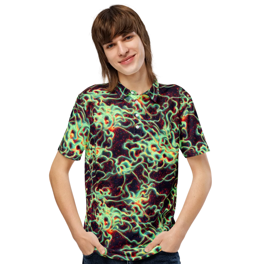 Chimeric Currents on Men's Slim Fit Polo Shirt — Front