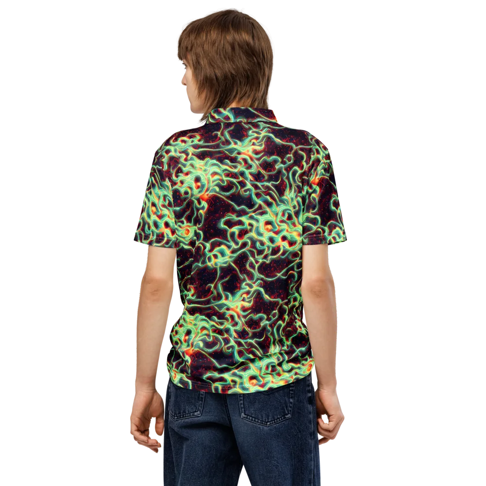 Chimeric Currents on Men's Slim Fit Polo Shirt — Back