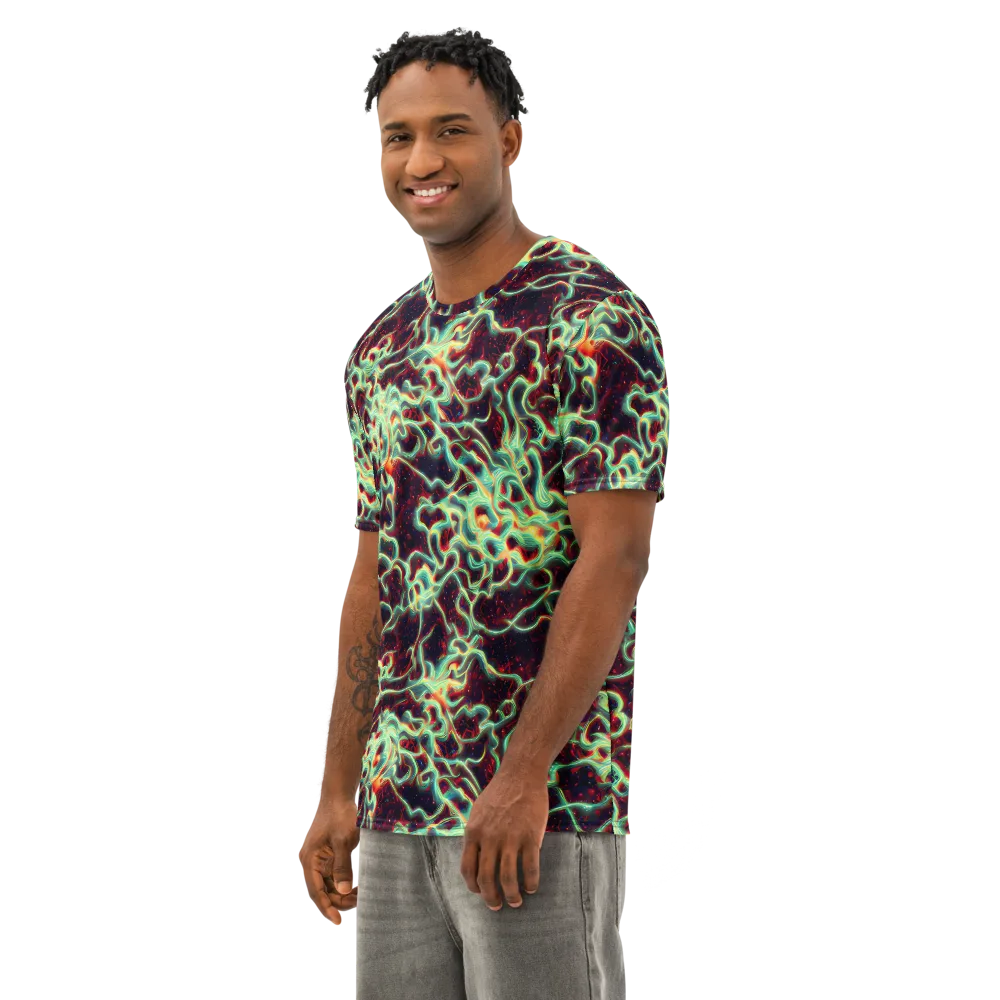 Chimeric Currents on Men's Cotton Crew Neck T-Shirt — Left Front