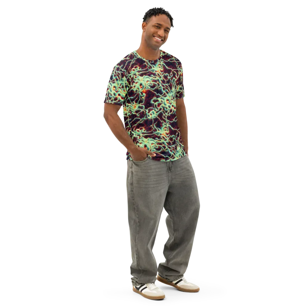 Chimeric Currents on Men's Cotton Crew Neck T-Shirt — Right Front