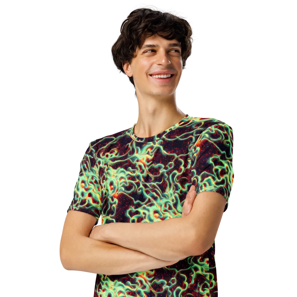 Chimeric Currents on Men's Crew Neck T-Shirt — Left Front