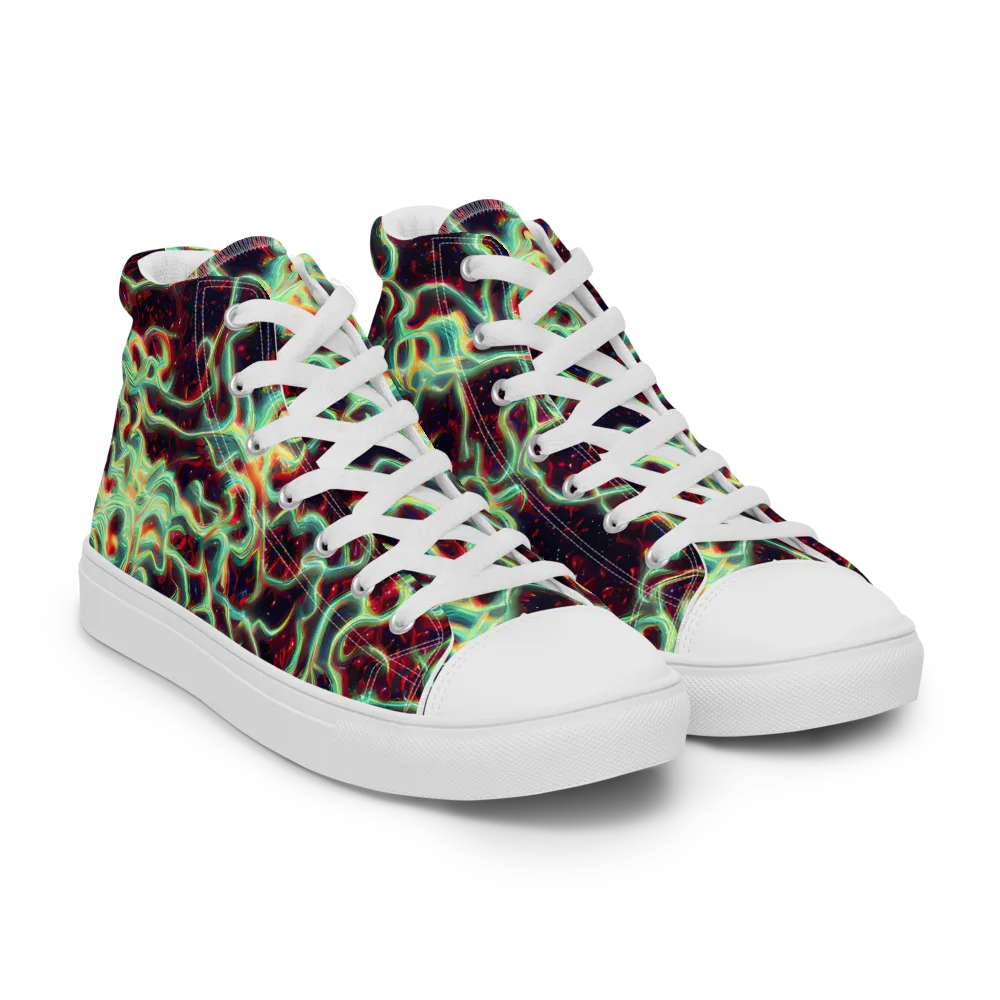 Chimeric Currents on Men's High Top Canvas Shoes — Right Front