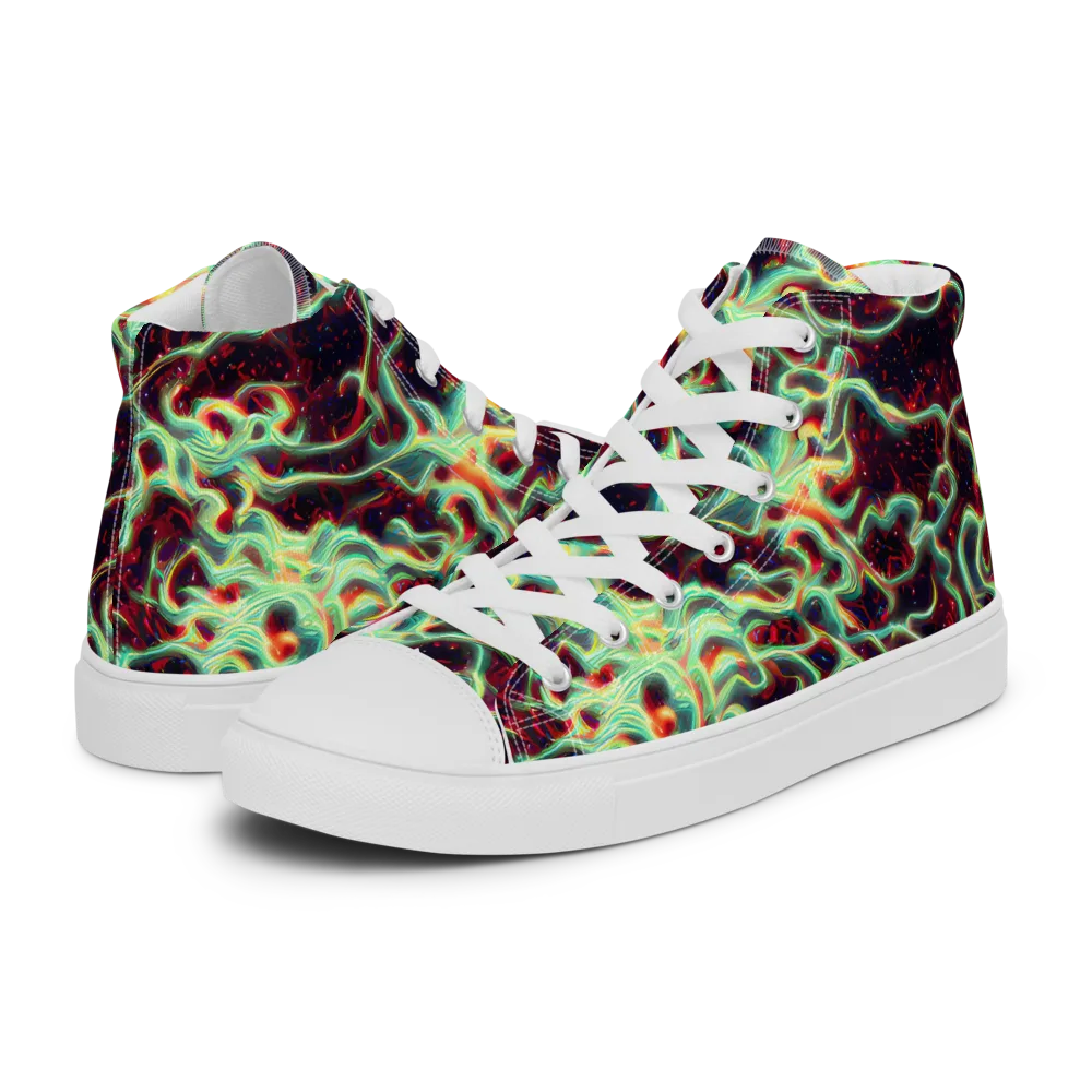 Chimeric Currents on Men's High Top Canvas Shoes — Left