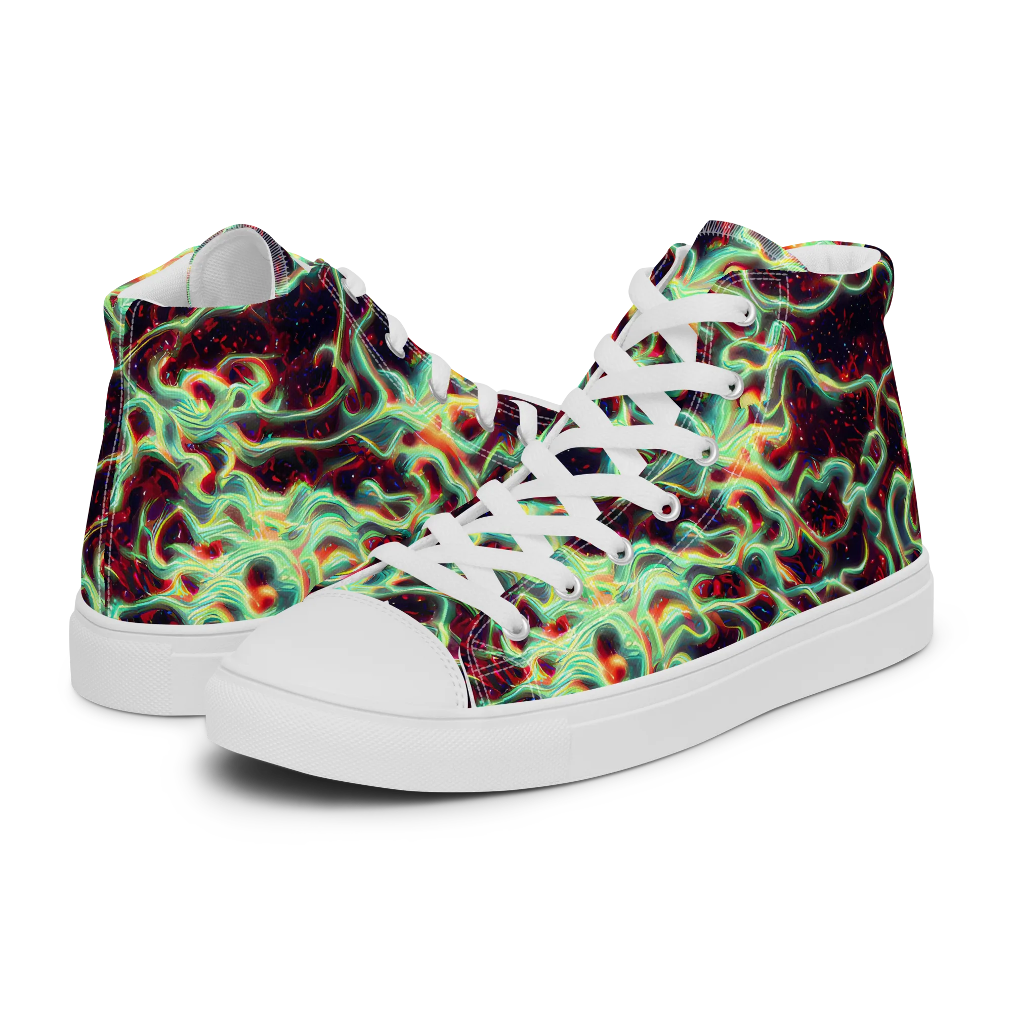 Chimeric Currents on Women's High Top Canvas Shoes — Left