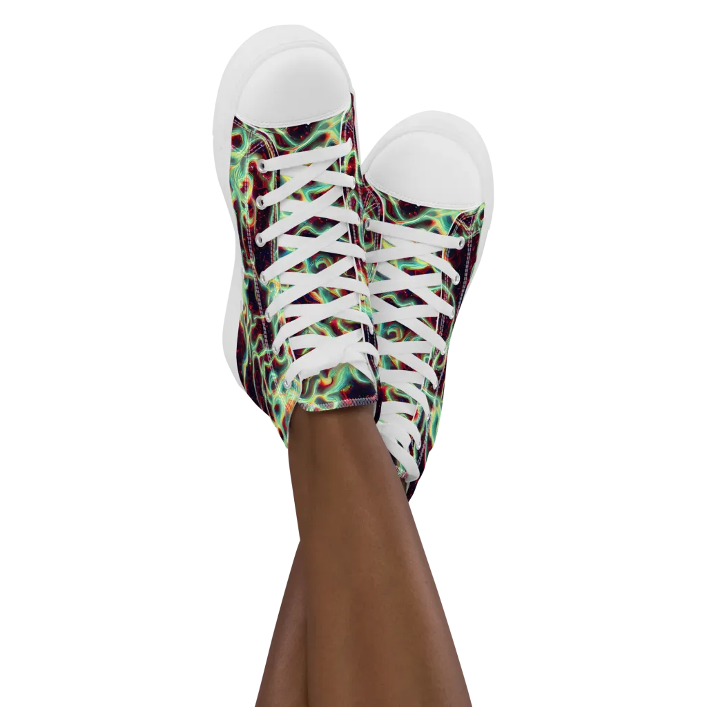 Chimeric Currents on Women's High Top Canvas Shoes — Front