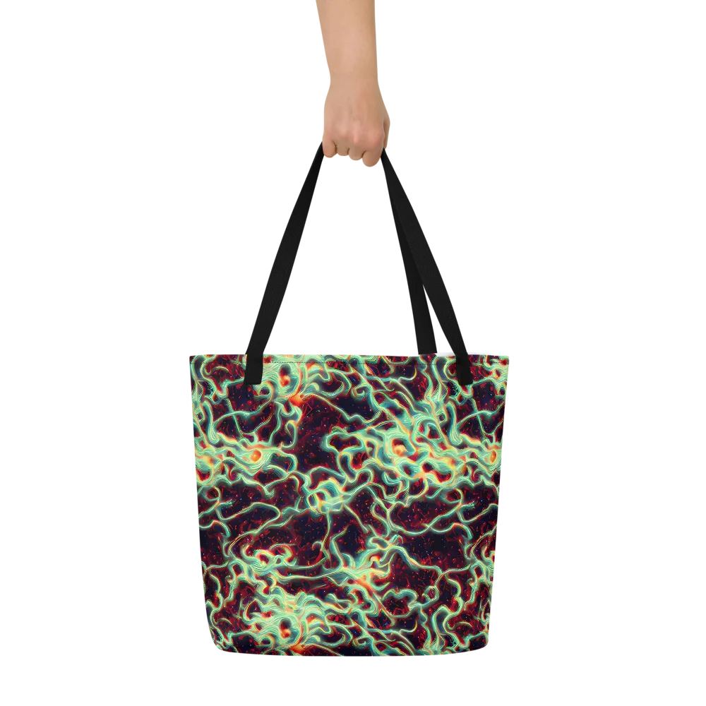 Chimeric Currents on Large Tote Bag W/ Pocket — Front