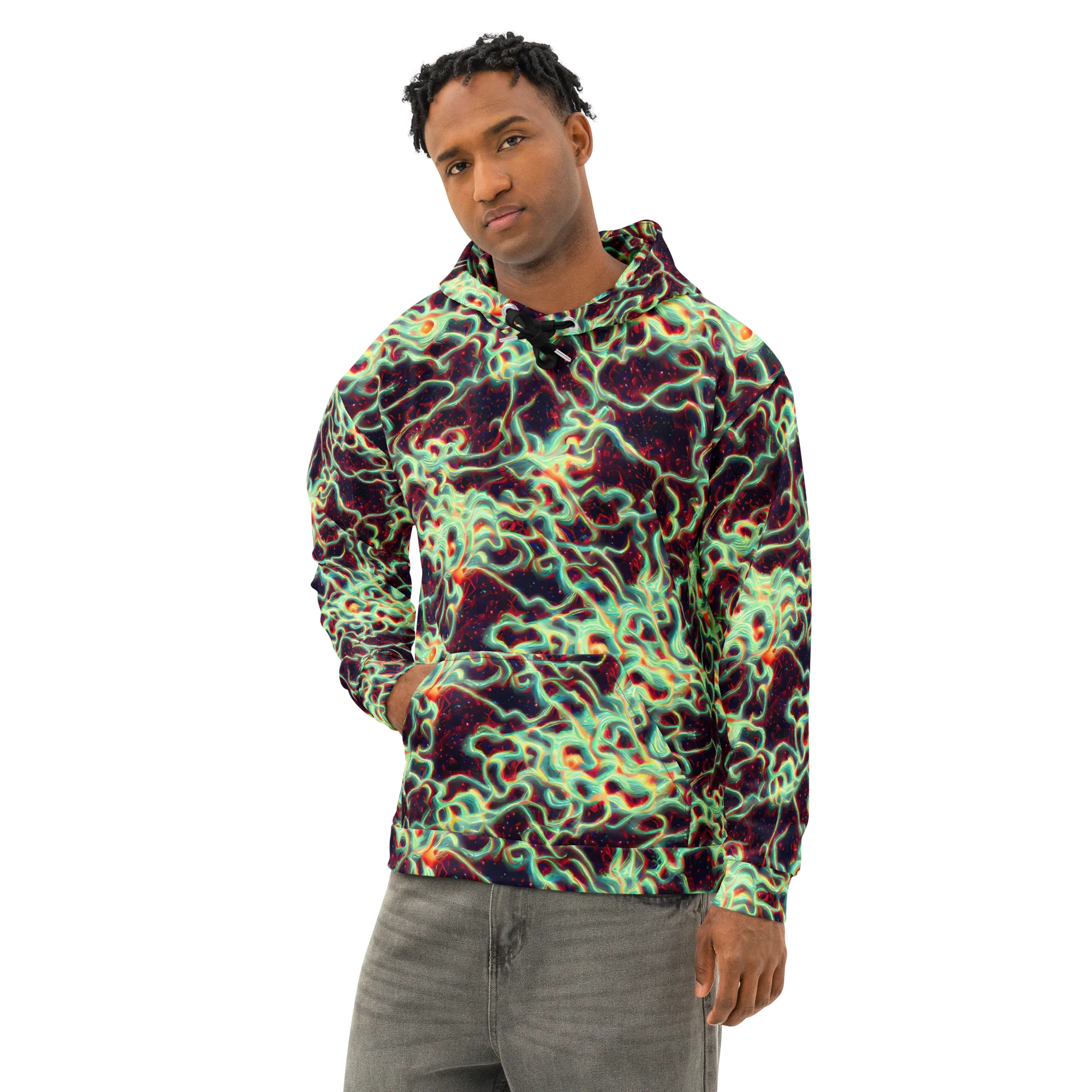 Chimeric Currents on Cotton Hoodie — Left Front