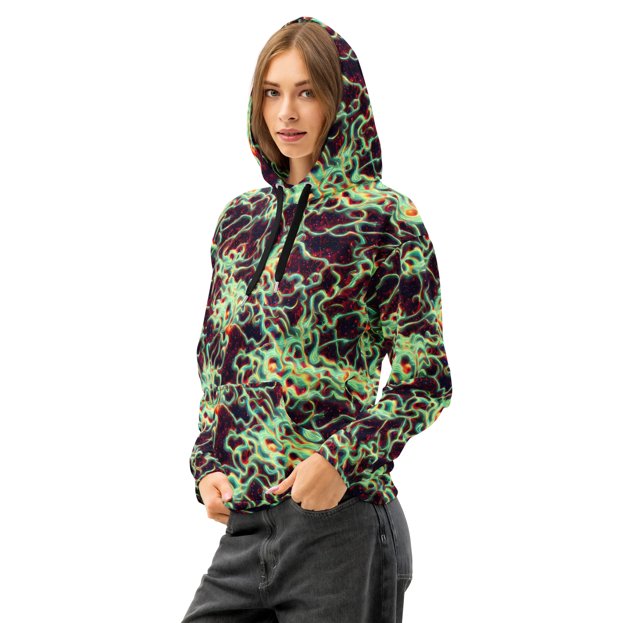 Chimeric Currents on Cotton Hoodie — Left Front