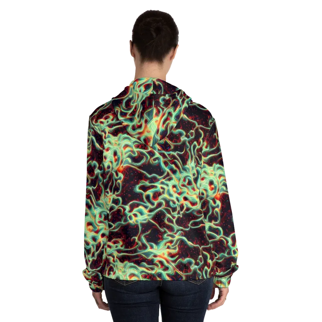 Chimeric Currents on Women's Full-Zip Hoodie — Back On Person